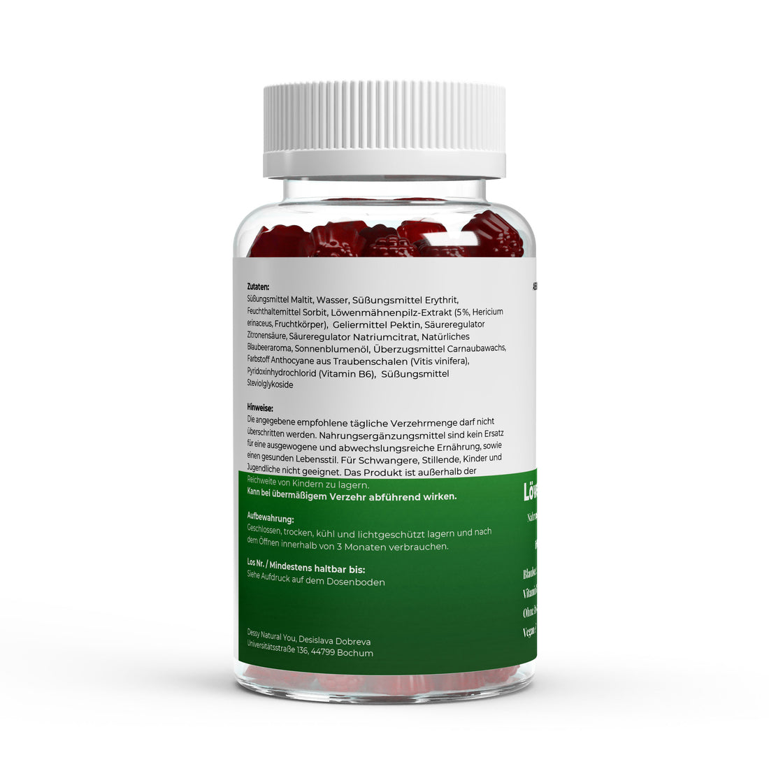 Löwenmähne + Vitamin B6 Gummies - 60 Stk.